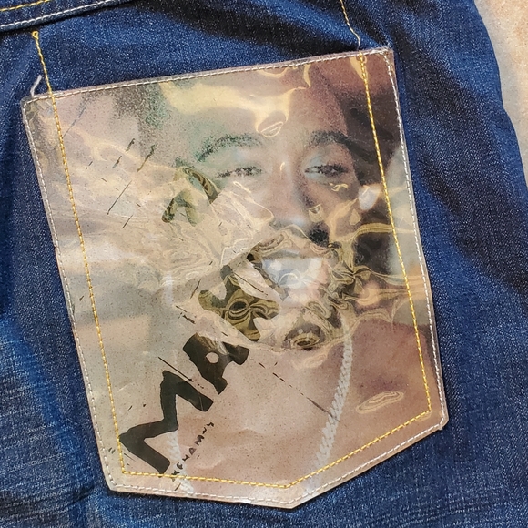 2pac Makaveli holographic pocket jeans - Picture 1 of 6